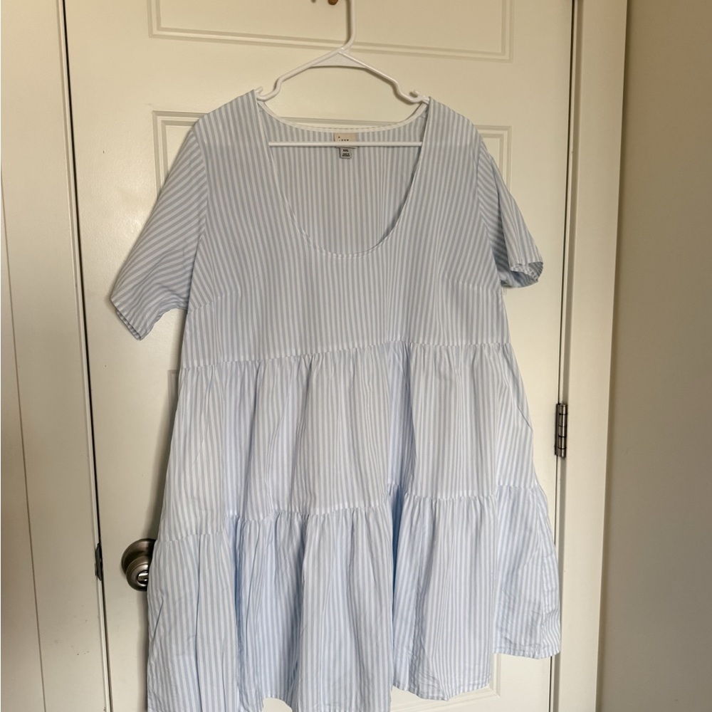 a new day Light Blue and White Striped Dress